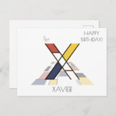 Moderne kunststijlmonogram. Brief X Briefkaart (Voorkant / Achterkant)