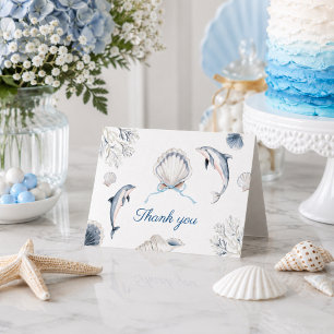 Moderne Kust Baby Shower Jongen Bedankkaart