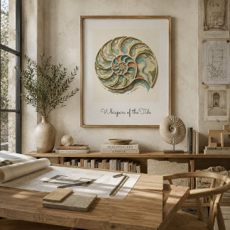 Moderne Kust Nautilus Schelp Muurkunst Poster