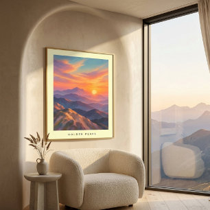 Moderne Kust Zonsondergang Berg Muur Kunst Poster