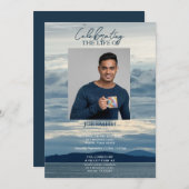 Moderne kuststrand begrafenisdienst kaart (Voorkant / Achterkant)