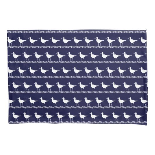 Moderne kustzeemaand Blauwe Sandpipers Kussensloop (Voorkant)