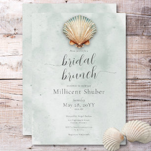 Moderne Kustzeeschelp Aqua Bridal Brunch Kaart