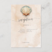 Moderne Kustzeeschelp Zand Bruiloft Receptie Informatiekaartje (Voorkant)