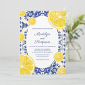 Moderne La Dolce vita Lemon bruiloft Uitnodiging (Staand voorkant)