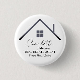 Moderne label voor naam van agent voor onroerend g ronde button 3,2 cm