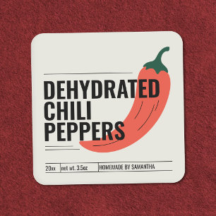 Moderne Labelsticker voor Uitgedroogde Chilpepers Vierkante Sticker