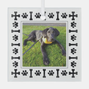 Moderne labrador Retriever Honden & Love Paws Glas Ornament