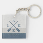 Moderne Lake House Aangepaste Coördinaten Sleutelhanger (Achterkant)