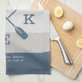 Moderne Lake House Aangepaste Coördinaten Theedoek (Quarter Fold)