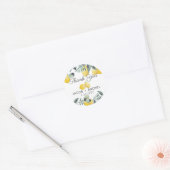 Moderne land citroenen Floral Boho dank u Ronde Sticker (Envelop)