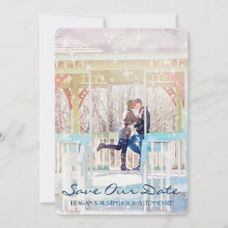 Moderne landelijke bijtende boom Foto bewaart de d Save The Date