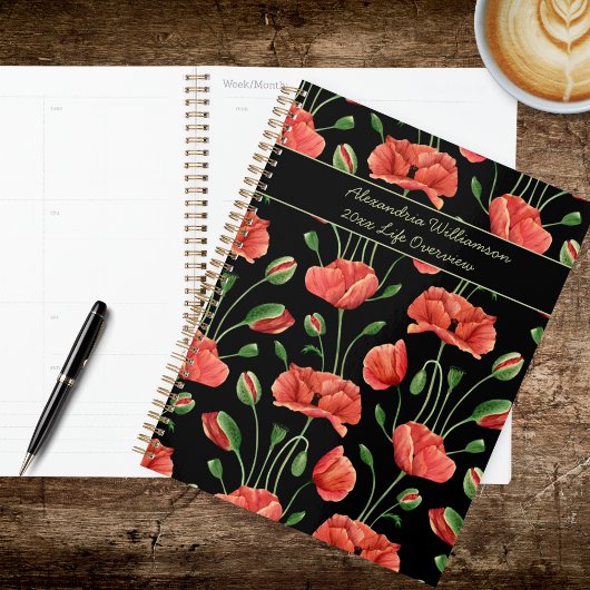Moderne landelijke rode klaprozen planner