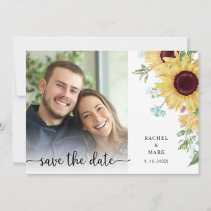 Moderne landelijke zonnebloempels save the date