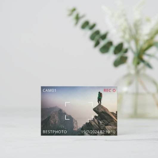 Moderne landschapsfoto en QR-code Visitekaartje (Staand voorkant)