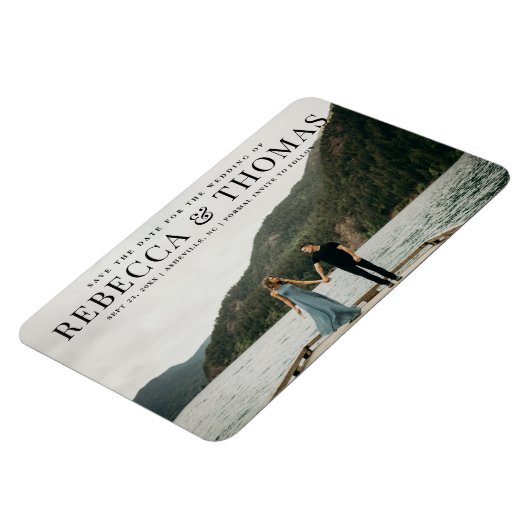 Moderne landschapsfotobruiloft met behoud van datu magneet (Linkerzijde)