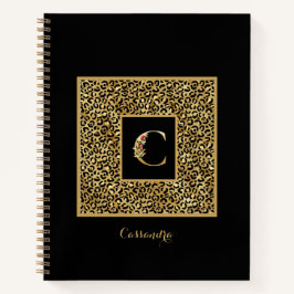 Moderne laopard Gold Personal Monogram Letter C Notitieboek