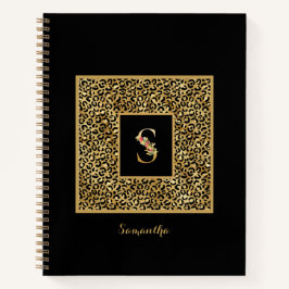 Moderne laopard Gold Personal Monogram Letter S Notitieboek