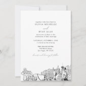 Moderne Las Vegas skyline zwart & wit bruiloft Kaart (Voorkant)