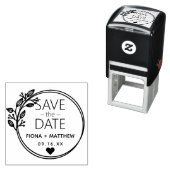Moderne Laurel Circular Save the Date Wedding Zelfinktende Stempel (In situ)