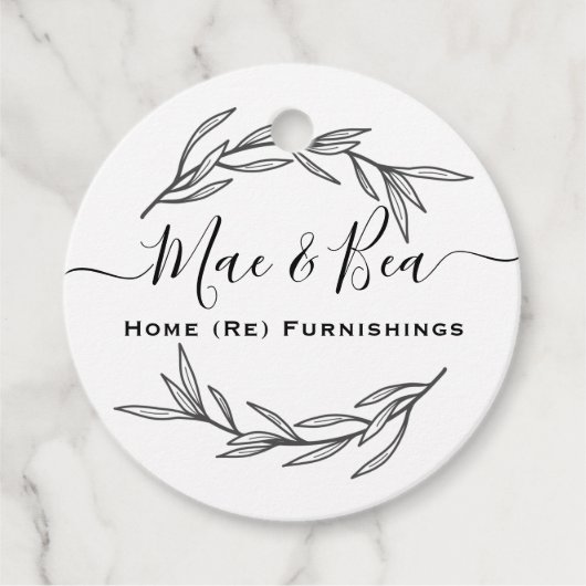 Moderne Laurel Leaf-tag Bedankjes Labels (Voorkant)