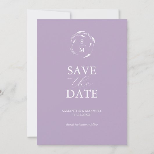 Moderne Lavendel Bewaar de datum Save The Date (Voorkant)