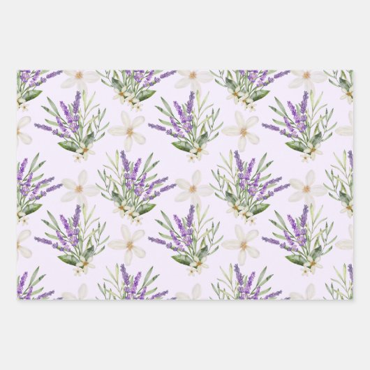 Moderne lavendel bloemige Huwelijk Inpakpapier Vel (Voorkant)