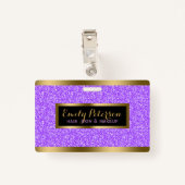 Moderne lavendel faux glitter gouden accenten badge (Achterkant met clip)
