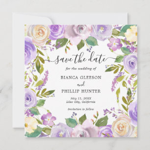 Moderne Lavendel Floral Elegant Bruiloft Save The Date