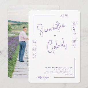Moderne Lavendel Foto Bruiloft Save the Date II