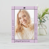 Moderne lavendel Klasse van 2024 afstuderen foto Aankondiging (Staand voorkant)