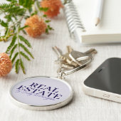 Moderne lavendel makelaar sleutelhanger (Zijkant)