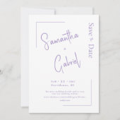 Moderne Lavendel Paar Foto Bruiloft Save the Date (Voorkant)