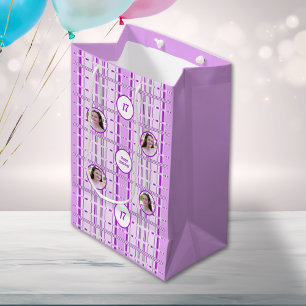 Moderne Lavendel Roze Patroon Strepen Custom Foto Medium Cadeauzakje