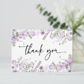 Moderne Lavendel Wilde Bloemen Bedanktkaart Bedankkaart (Staand voorkant)