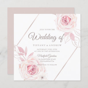 Moderne lavender Blush Rozen Geometric Wedding Kaart