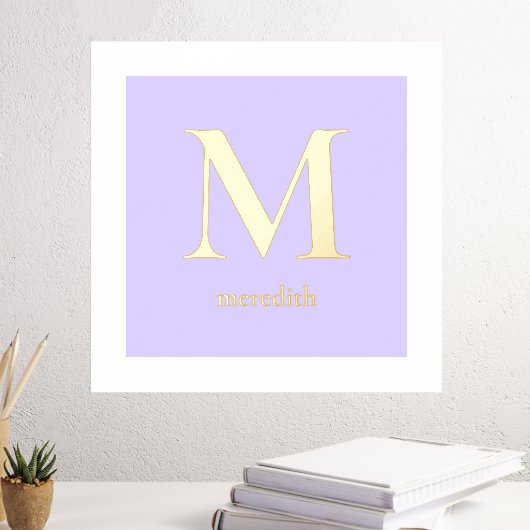 Moderne lavender Monogram Initiaal Letter Folie Afdrukken (Insitu (Desk 3))