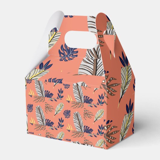 Moderne Leaf Pattern Party Supplies Bedankdoosjes (Achterkant)