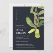 MODERNE LEAFY FOLIAGE BLACK SHOWER PAR INVITATION (Devant)