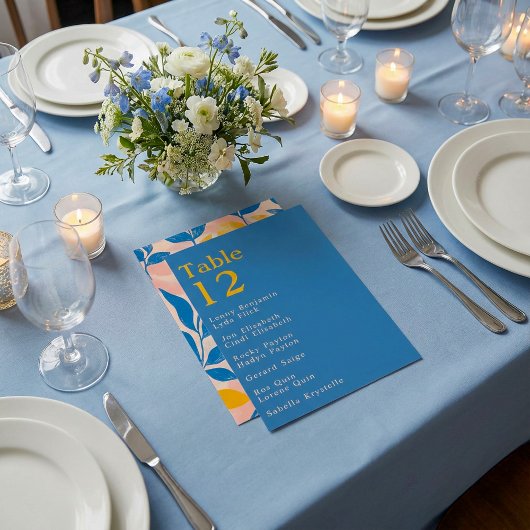 Moderne Leafy Lithograph tabel aantal zitplaatsen  Kaart