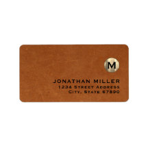 Moderne Leder Gold Monogram Return-adres