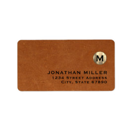 Moderne Leder Gold Monogram Return-adres Etiket