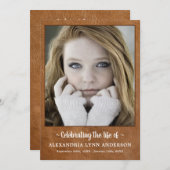 Moderne lederen herdenkingsorde van dienst begrafe programma (Voorkant / Achterkant)