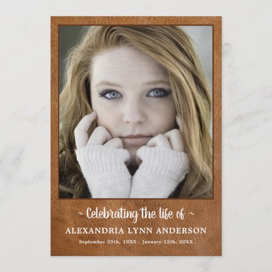 Moderne lederen herdenkingsorde van dienst begrafe programma (Voorkant)