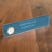 Moderne leesbare naam Plain Ocean & Sky Blue Naambordje (Zijkant)