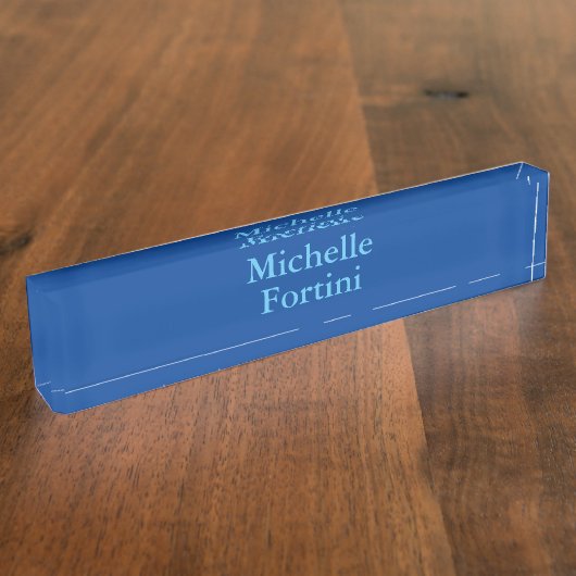 Moderne leesbare naam Plain Sky & Deep Blue Naambordje (Zijkant)