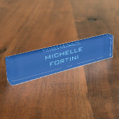 Moderne leesbare naam Plain Sky & Deep Blue Naambordje (Zijkant)