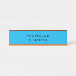 Moderne leesbare naam Plain Sky & Ocean Blue Bureau Naambordje