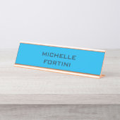 Moderne leesbare naam Plain Sky & Ocean Blue Bureau Naambordje (Voorkant)