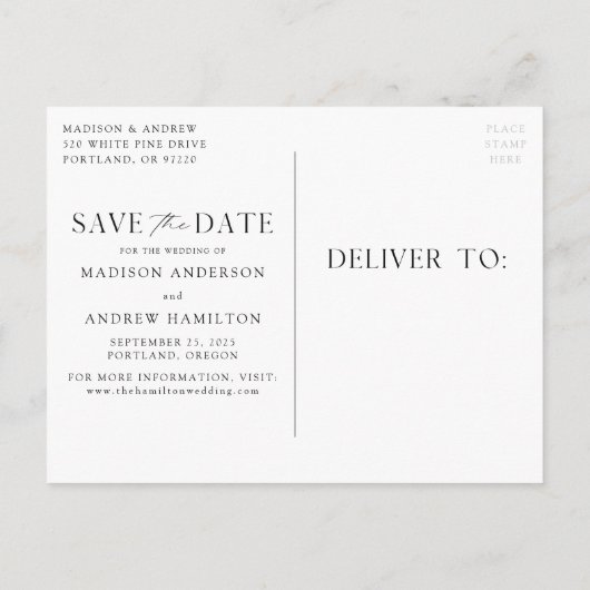 Moderne Legance Blush Photo Save the Date Aankondigingskaart (Achterkant)